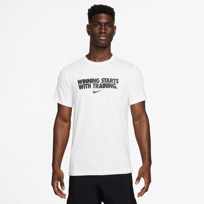 Nike Herren T-Shirt - Gewinnen beginnt mit dem Training - weiß