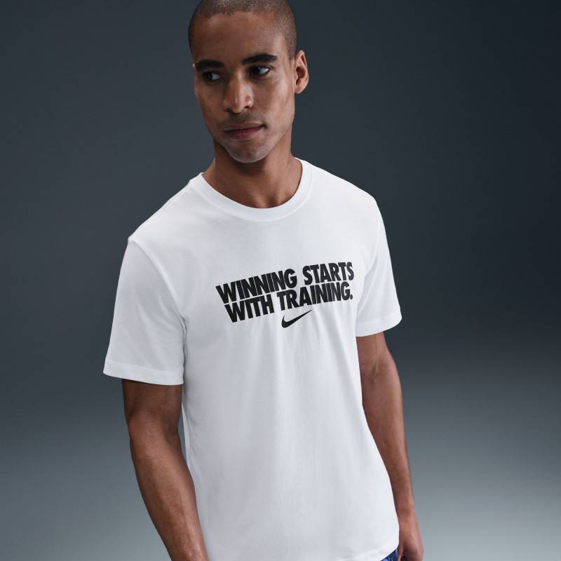Nike Mens T-Shirt - winning starts with training - white