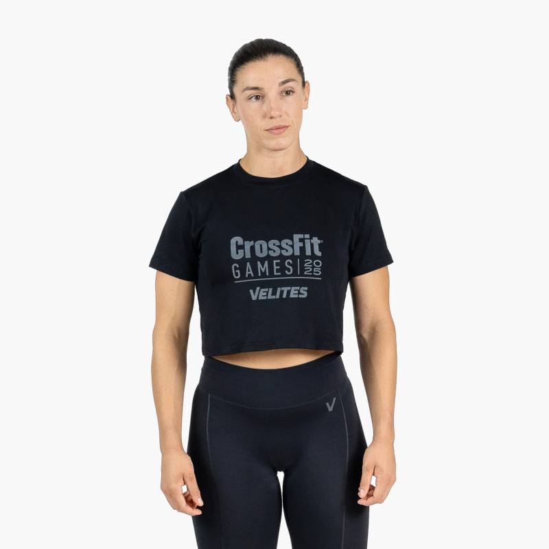 Damen-Crop-T-Shirt CrossFit Games 25 - schwarz