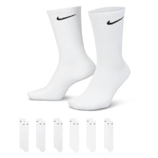 Nike Vysoké bavlněné ponožky EVERYDAY CUSHIONED CREW (6 PAIRS) bílé