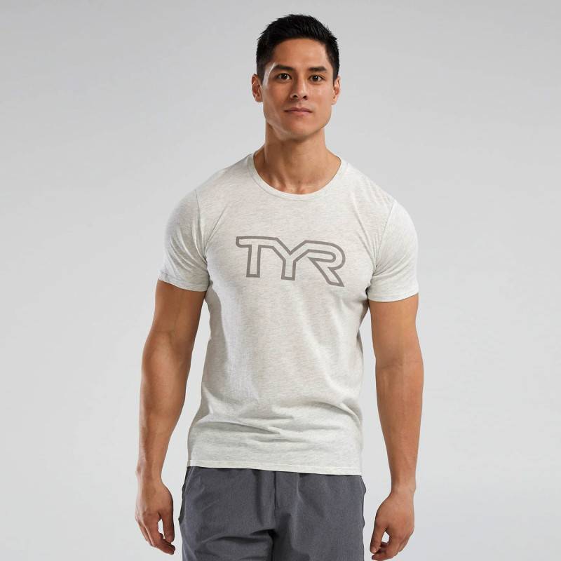 Man T-Shirt Ultrasoft Lightweight Tri Blend Tech Tee - white