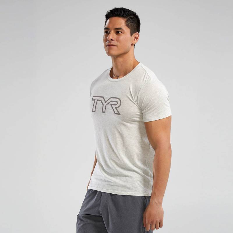 Pánské tričko TYR Ultrasoft Lightweight Tri Blend Tech Tee - white