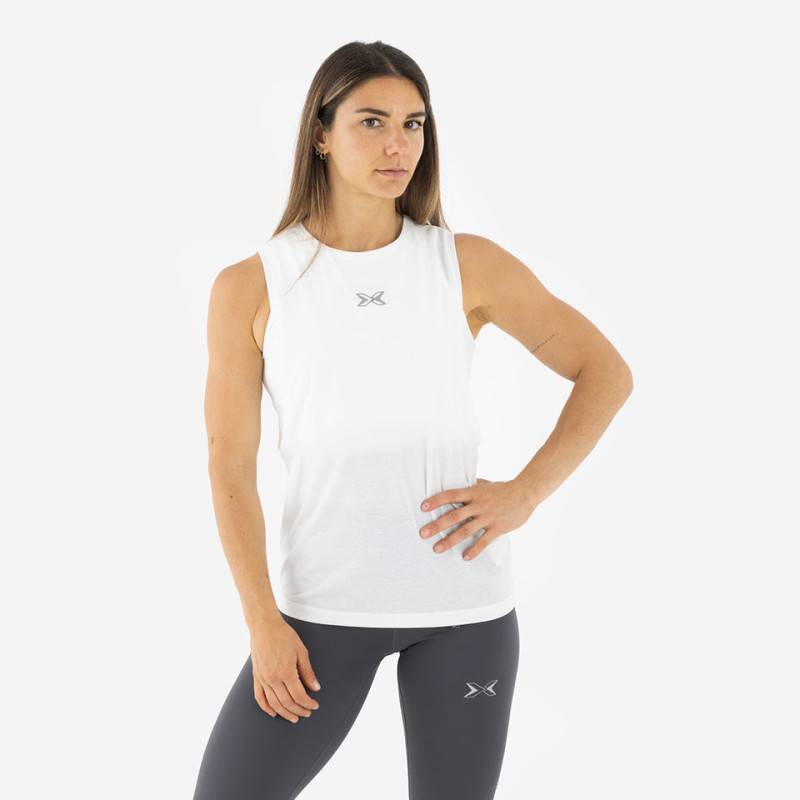 Womens Picsil Premium Sleeveless Tank Top - White