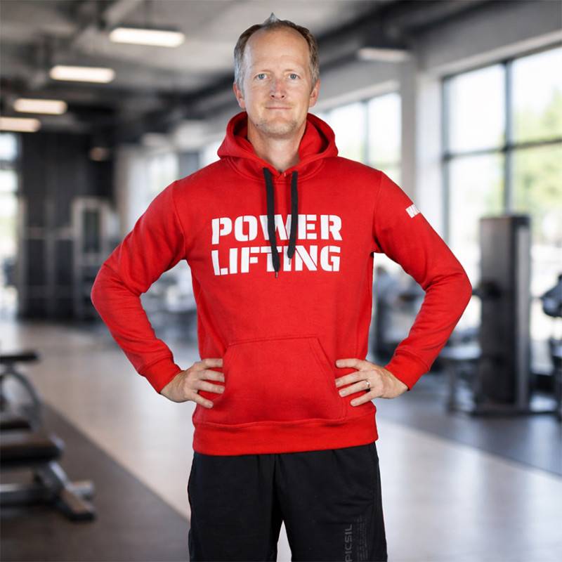 Man hoodie Powerlifting eco fleece - red