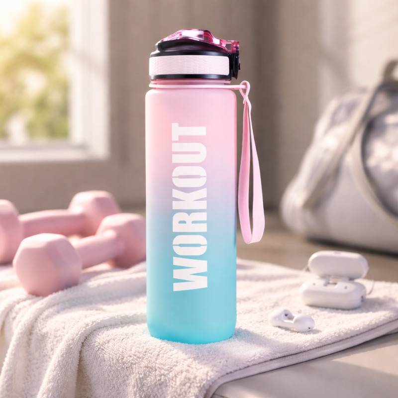 WORKOUT Tritan 1000 ml Trinkflasche - rosa und blau