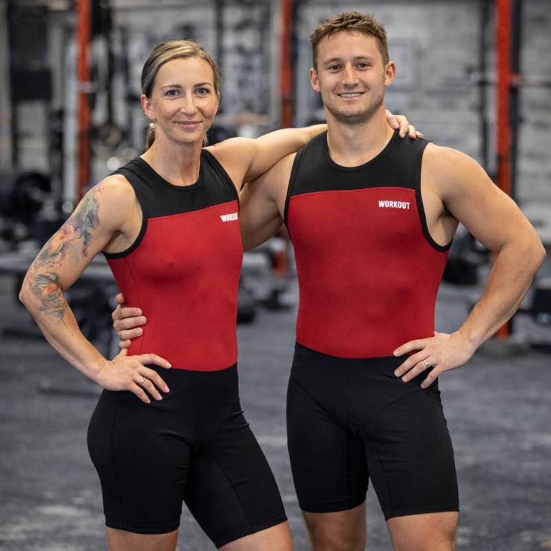 Vzpěračský dres WORKOUT 2.0 profi unisex - red/black