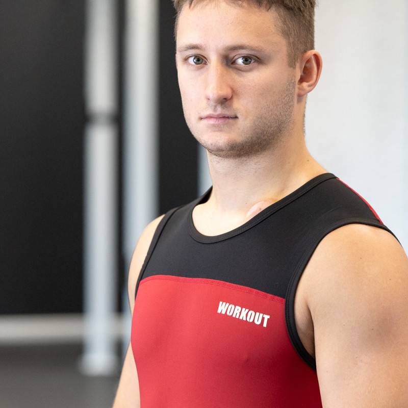 Body da sollevamento pesi WORKOUT 2.0 profi unisex - rosso/nero
