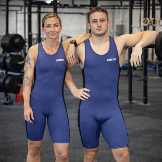 Vzpěračský dres WORKOUT 2.0 classic unisex - modrý