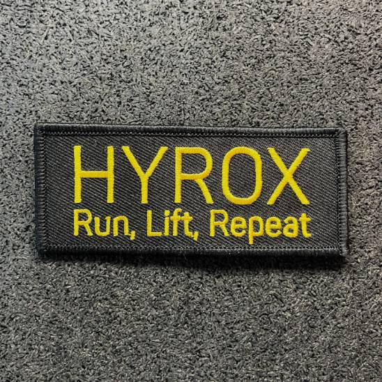 Workout Nášivka HYROX se suchým zipem - Run, Lift, Repeat - žlutý nápis