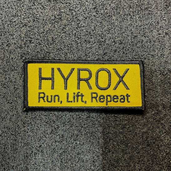 Workout Nášivka HYROX se suchým zipem - Run, Lift, Repeat - žlutá