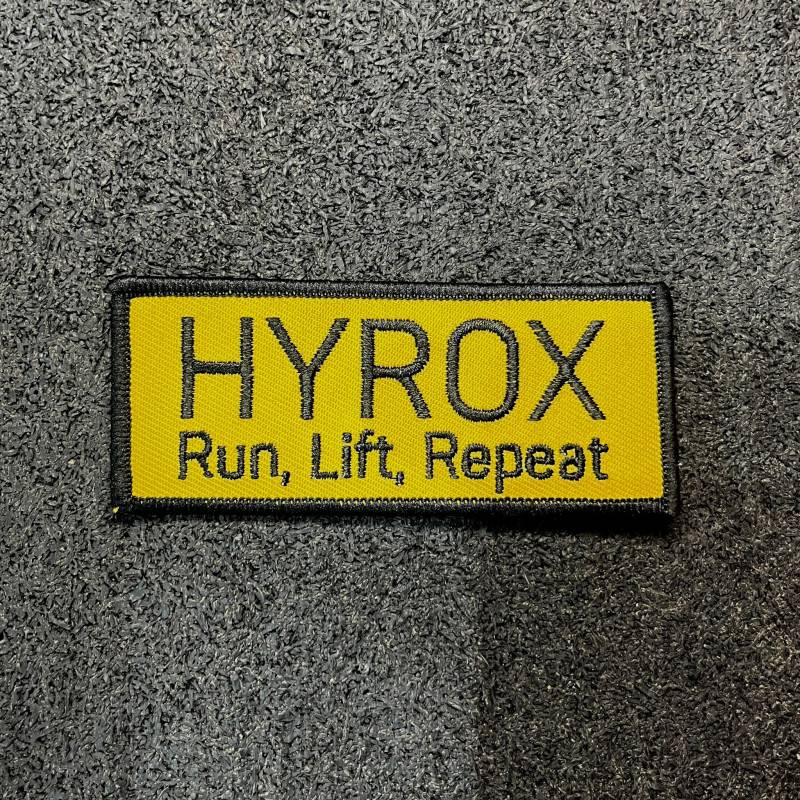 HYROX Klettaufnäher - Laufen, Heben, Wiederholen - gelb