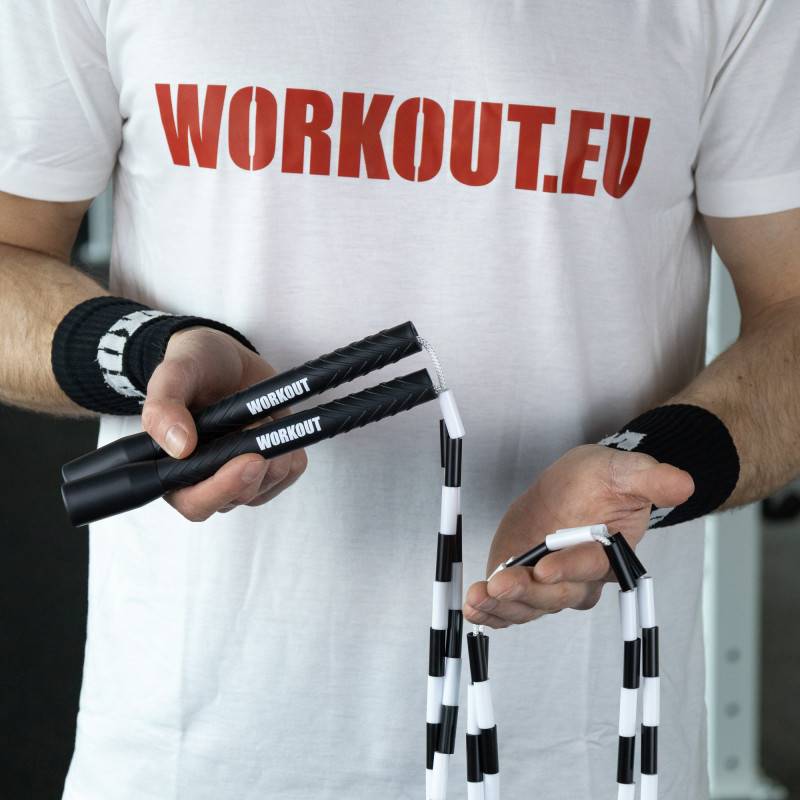 Corda per saltare con le perline WORKOUT - regolabile - nero