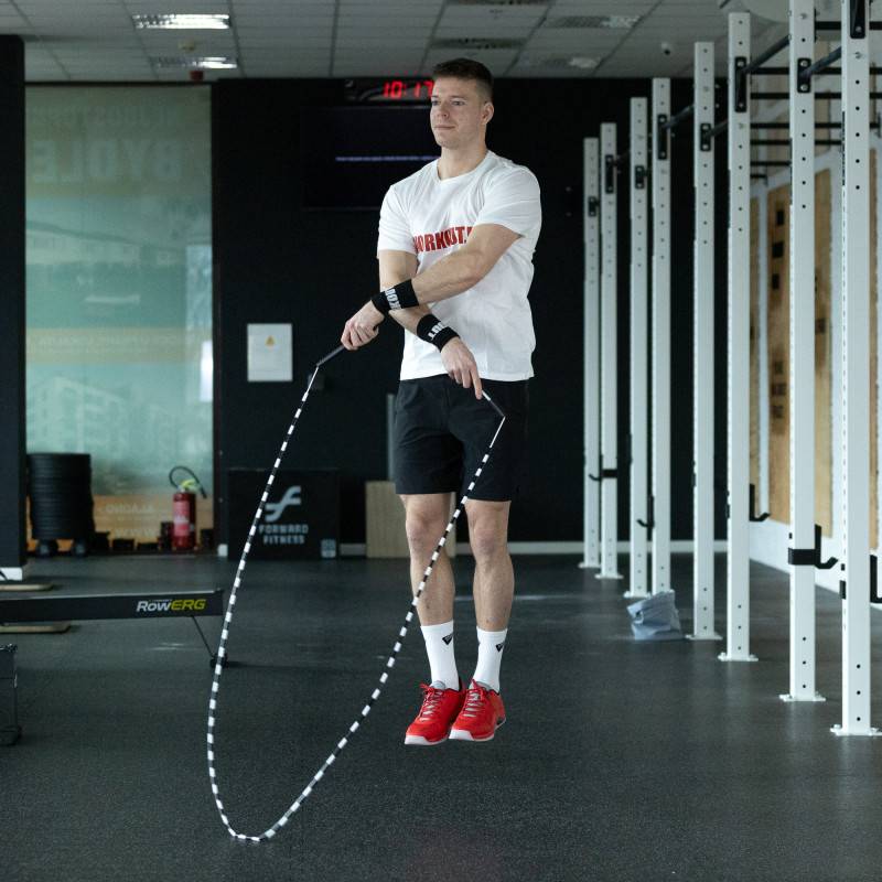Korálkové švihadlo WORKOUT - nastavitelné - černé