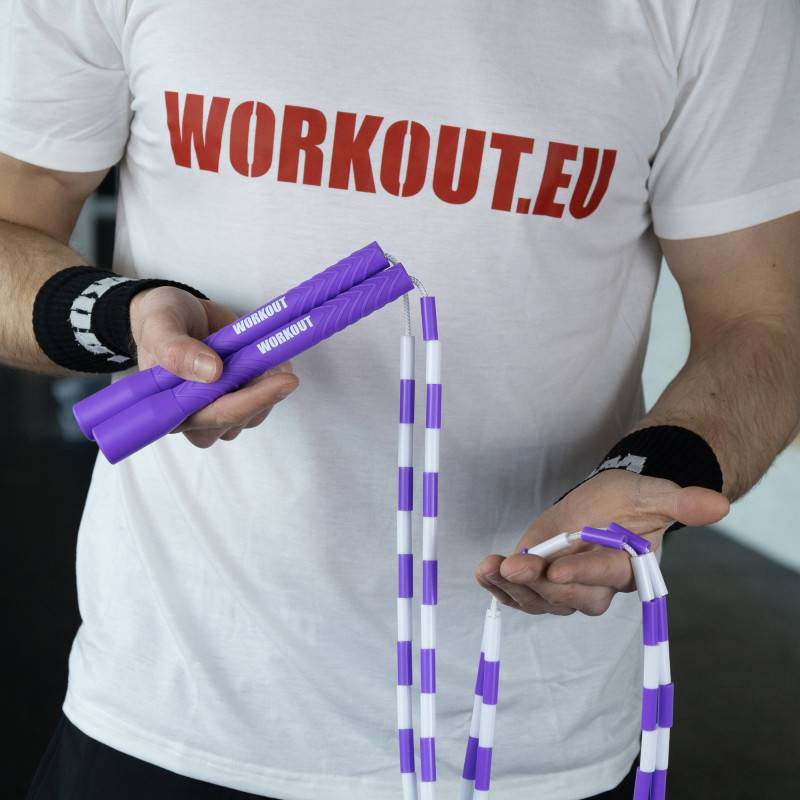Beaded jump rope WORKOUT - adjustable - purple