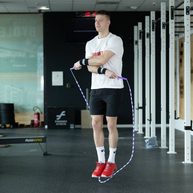 Korálkové švihadlo WORKOUT - nastavitelné - fialové