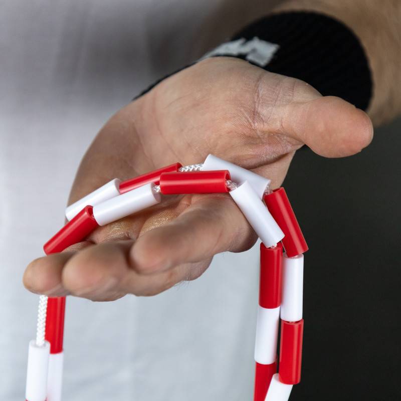 Corda da salto con perline WORKOUT - regolabile - rossa