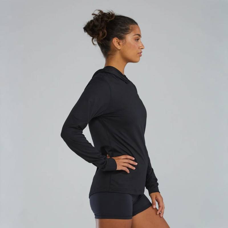 Felpa con cappuccio TYR SLS Tech Performance donna - nero