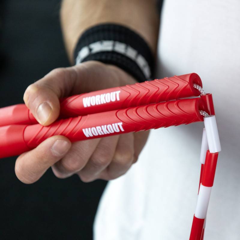 Korálkové švihadlo WORKOUT - nastavitelné - červené