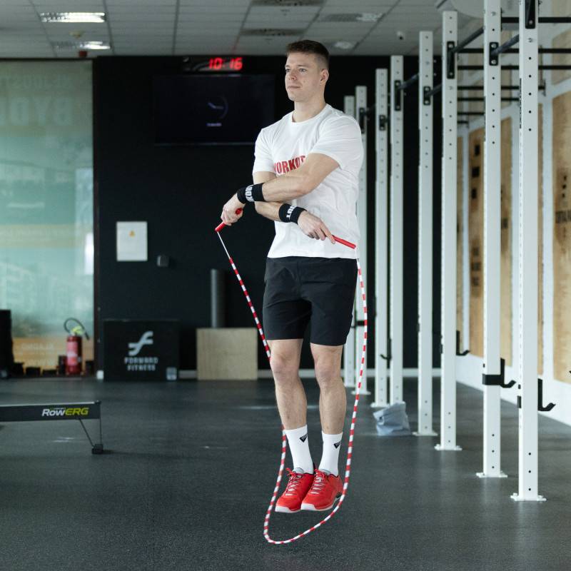 Korálkové švihadlo WORKOUT - nastavitelné - červené