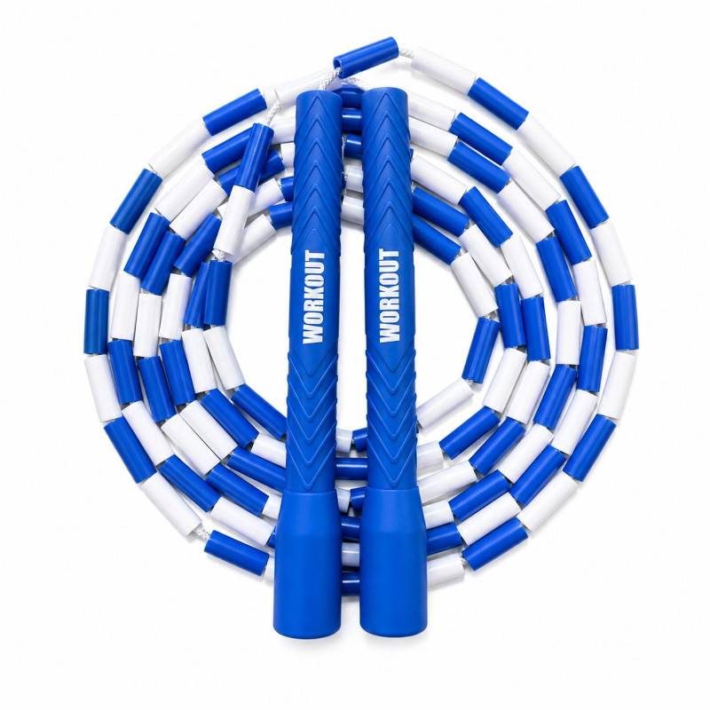 Corda da salto con perline WORKOUT - regolabile - blu