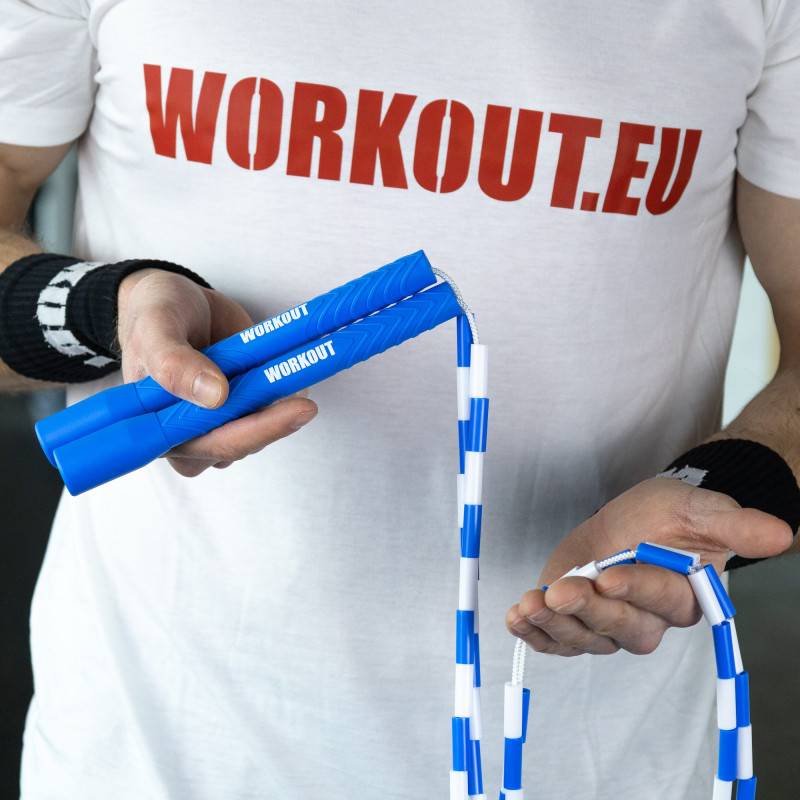 Corda da salto con perline WORKOUT - regolabile - blu