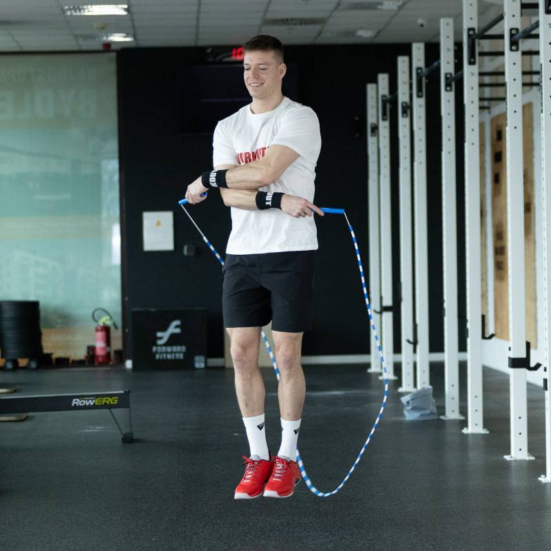 Corda da salto con perline WORKOUT - regolabile - blu