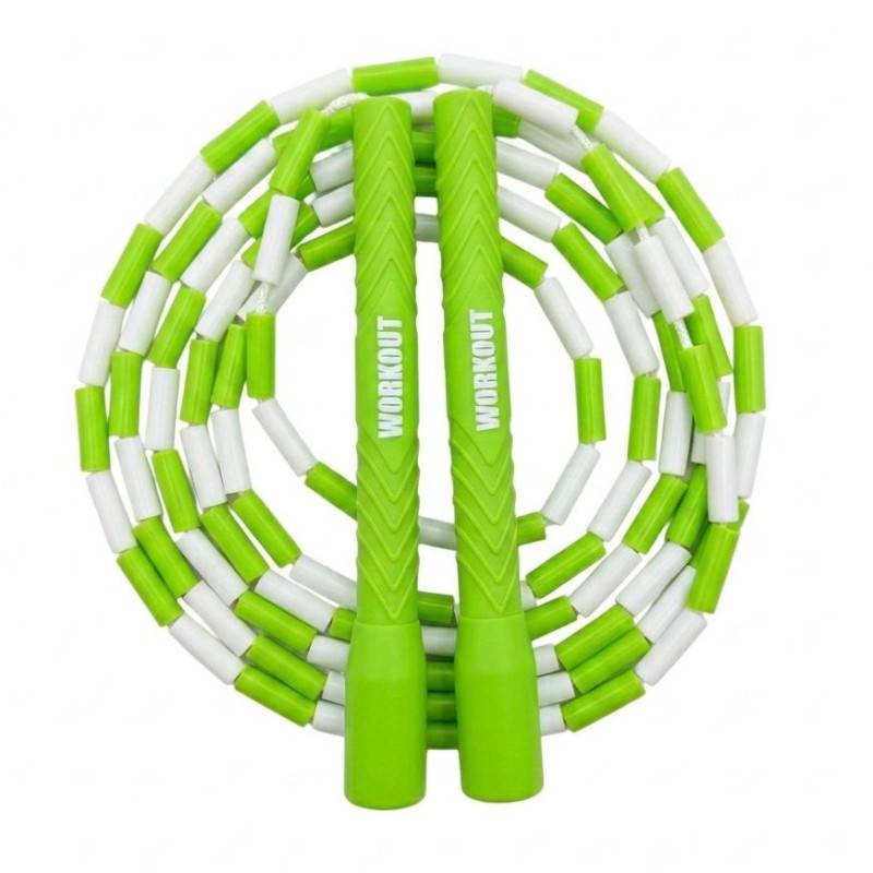 Corda da salto con perline WORKOUT - regolabile - verde