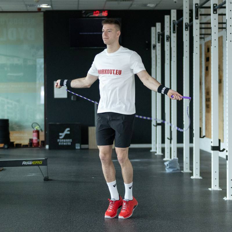 Corda per saltare con perline WORKOUT - regolabile - viola