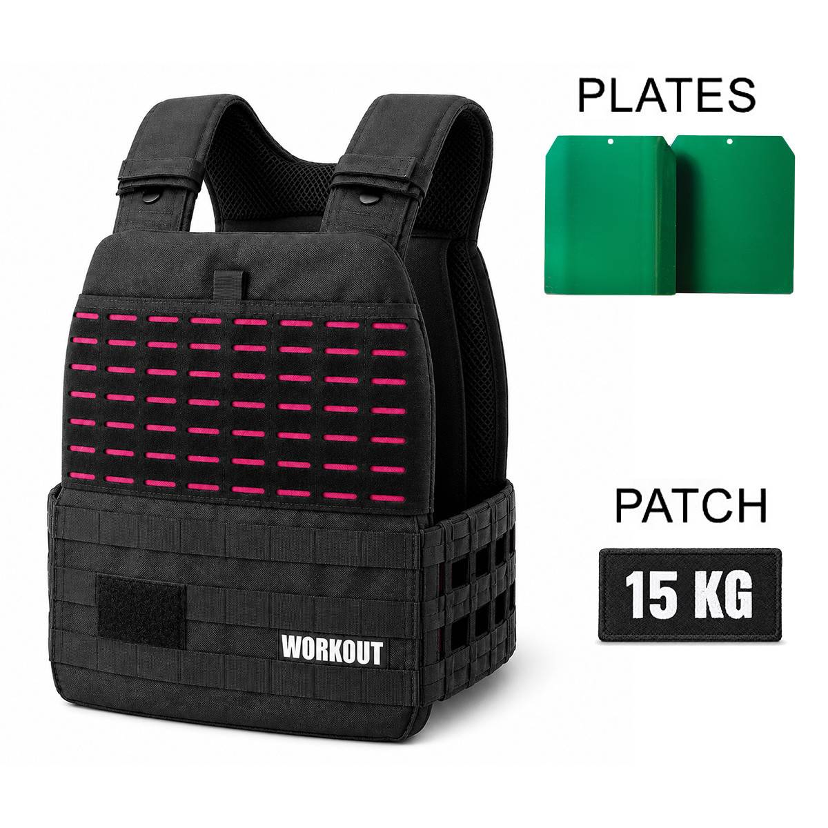 Weighted tactical canvas vest 15 kg WORKOUT - black pink