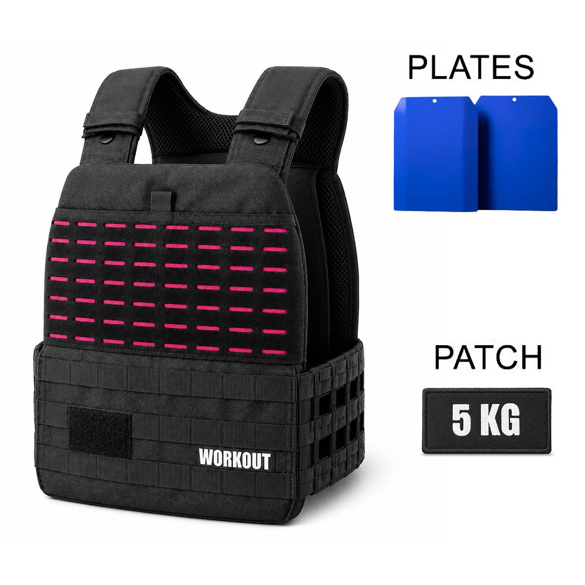 Beschwerte taktische Leinwand Weste 5 kg WORKOUT - schwarz rosa