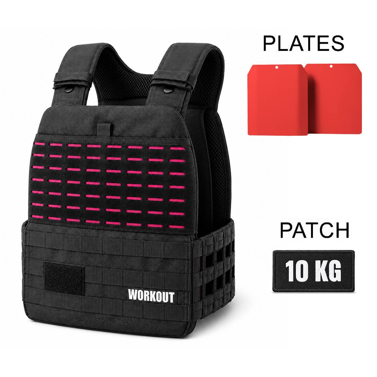 Gilet tattico appesantito in tela da 10 kg WORKOUT - nero rosa