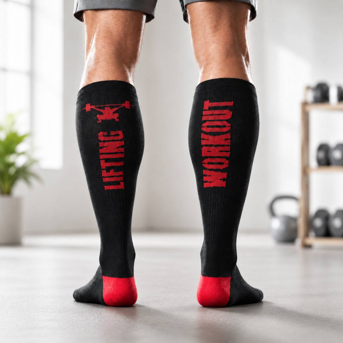 WORKOUT Gewichtheber-Kniestrümpfe - schwarz/rot