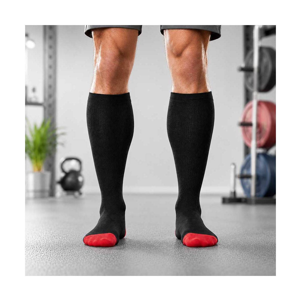 Vzpěračské podkolenky WORKOUT - černá/červená
