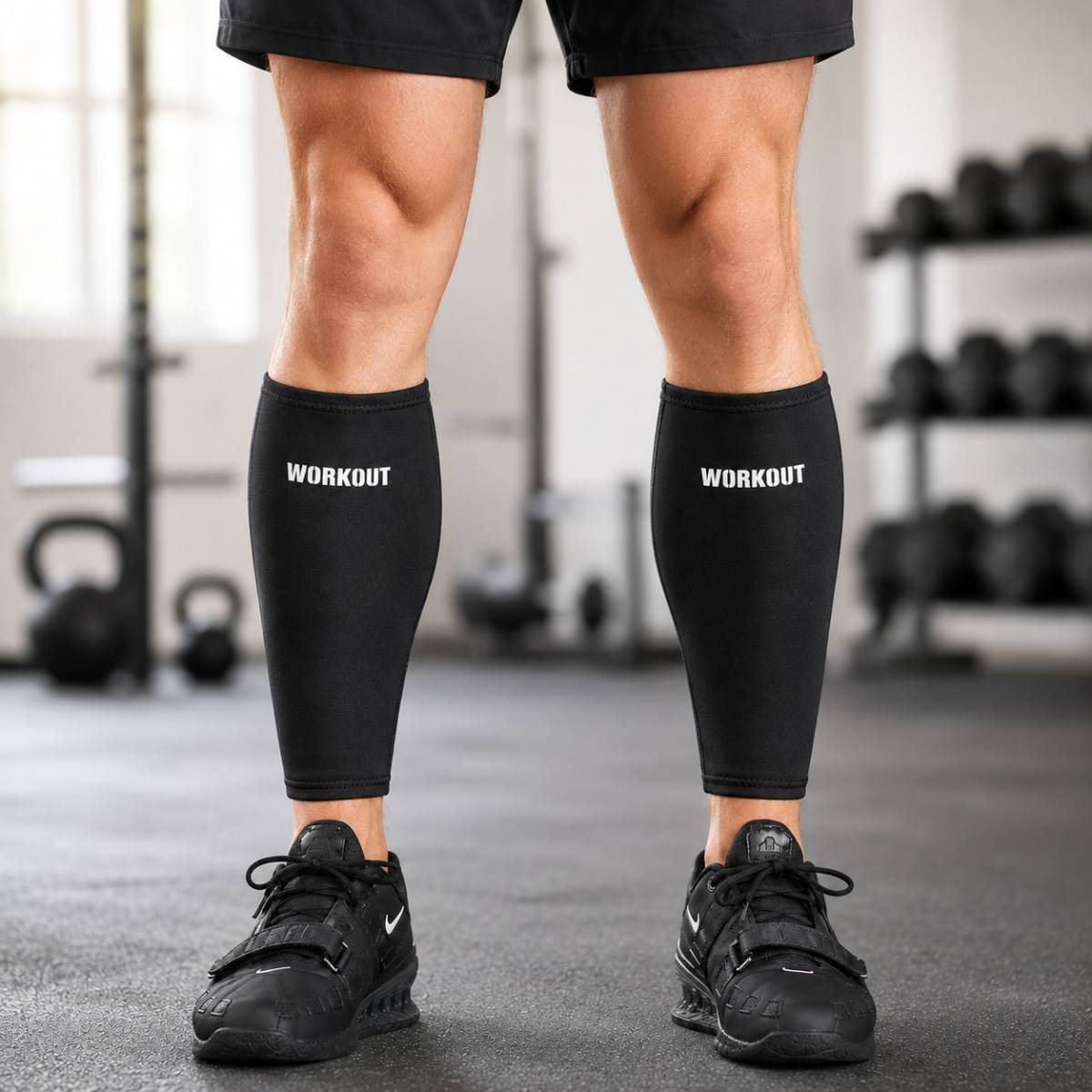 WORKOUT shin bands - all black 5 mm (pair)