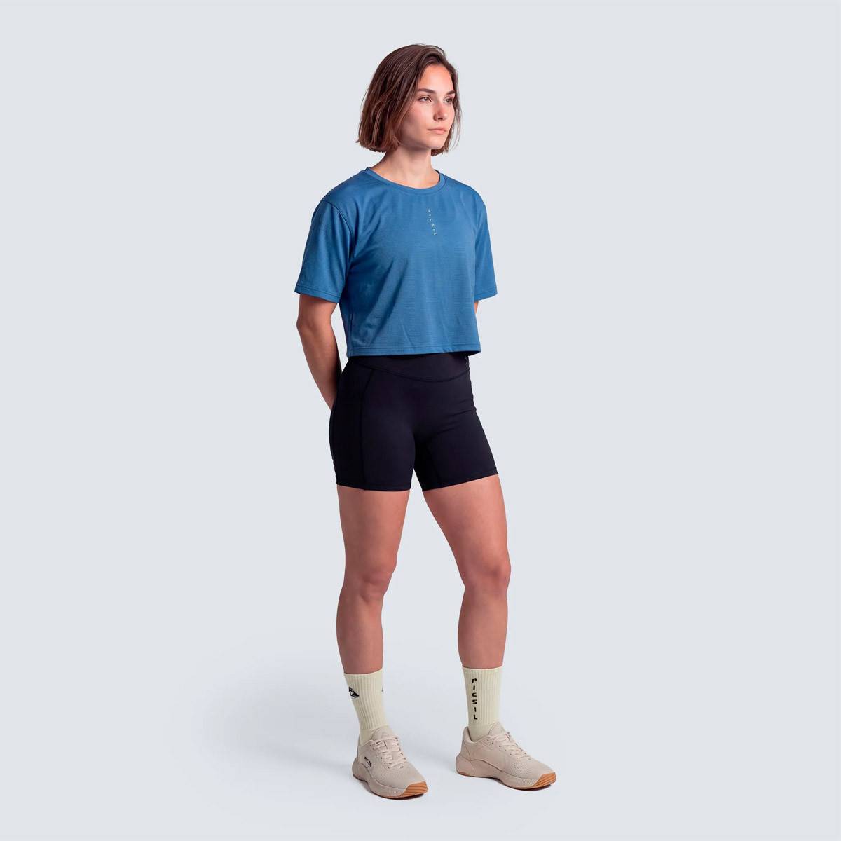 Maglietta crop da donna Picsil Performance SS26 - blu