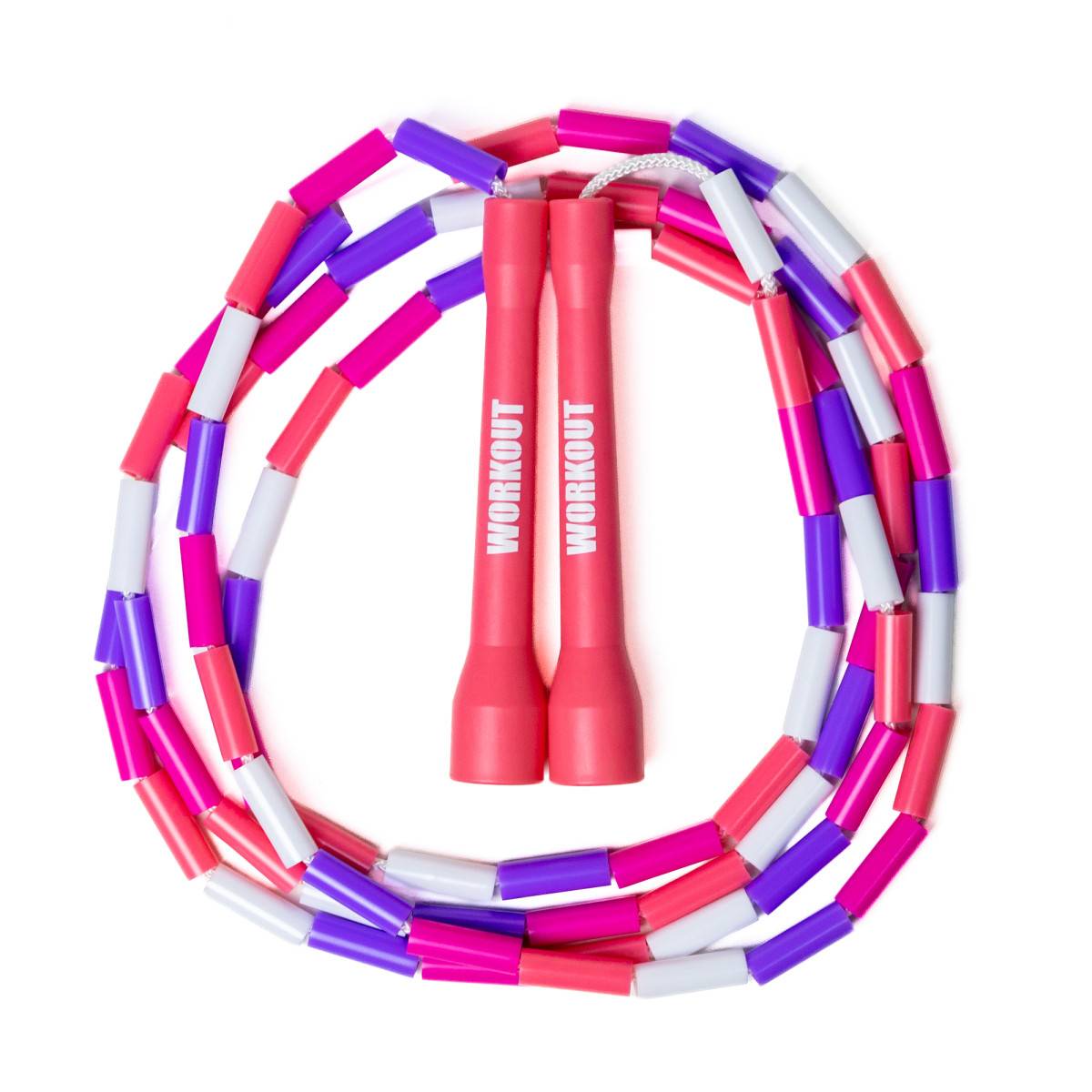 Corda per saltare con perline per bambini WORKOUT - regolabile - rosa