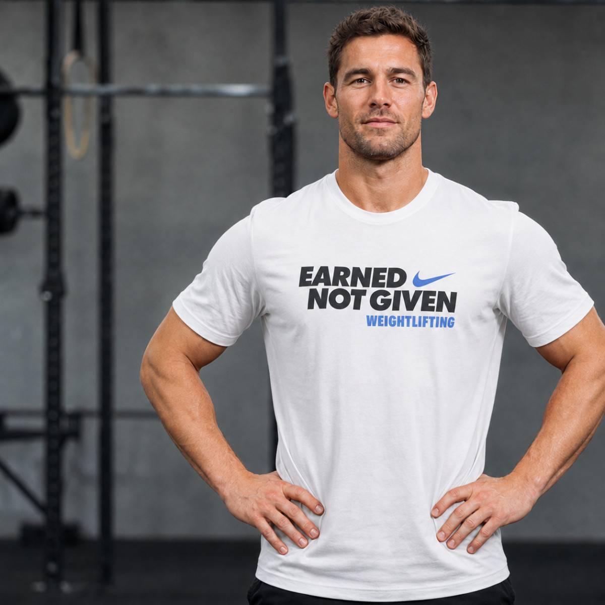 Männer Nike Gewichtheben T-Shirt - Verdient nicht gegeben - weiß