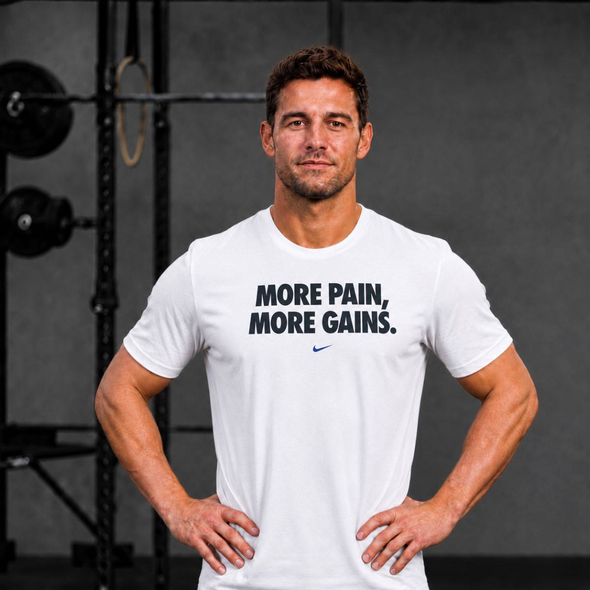 Man T-Shirt Nike More Pain More Gain - White